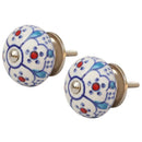 Doorknobs Set Of 2 Round Door Knobs In Ceramic With Hand Painted Floral Motifs By Benzara Benzara