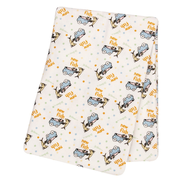Dr. Seuss One Fish, Two Fish Flannel Swaddle Blanket-S-1F2F-JadeMoghul Inc.