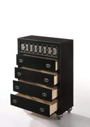 Drawers Black Chest of Drawers - 35" X 16" X 50" Nickel Brushed and Black Wood Chest HomeRoots