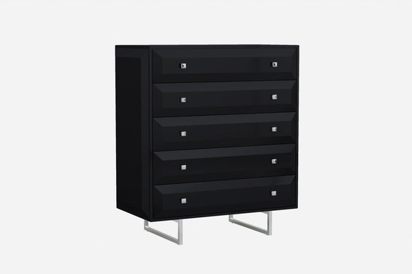 Drawers Black Chest of Drawers - 41" X 21" X 46" Gloss Black Stainless Steel Drawer Chest HomeRoots