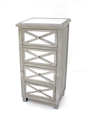 Drawers Chest of Drawers - 13" x 19" x 39" Silver, 4 Drawer, Mirrored - Chest HomeRoots
