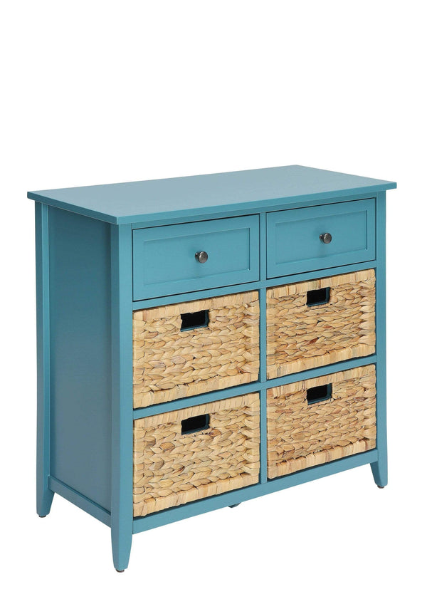 Drawers Chest of Drawers - 30" X 13" X 28" Teal Wood Veneer 6 Drawers Accent Chest HomeRoots