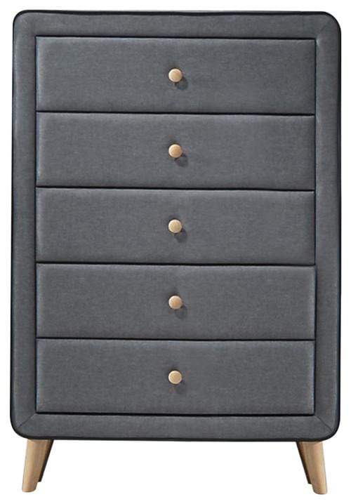 Drawers Chest of Drawers - 32" X 16" X 46" Light Gray Fabric Chest HomeRoots