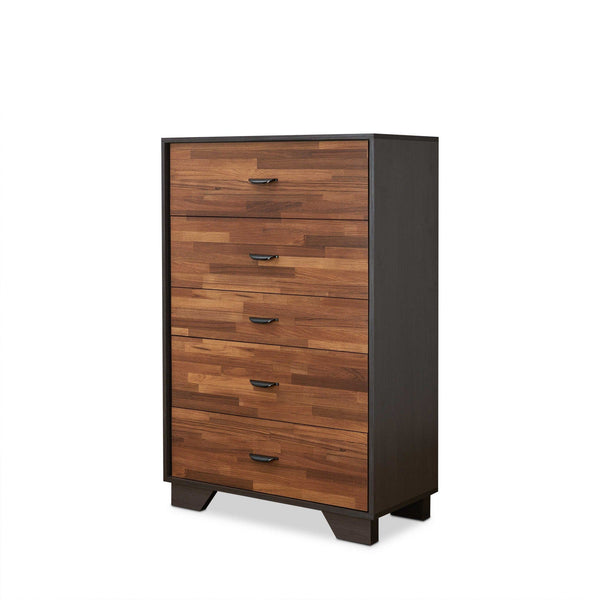Drawers Chest of Drawers - 32" X 16" X 47" Walnut And Espresso Particle Board Chest HomeRoots