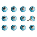 Drawers Drawer Knobs - 1.5" x 1.5" x 1.5" Ceramic/Metal Aqua & White 12 Pack Knob HomeRoots