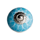 Drawers Drawer Knobs - 1.5" x 1.5" x 1.5" Ceramic/Metal Aqua & White 8 Pack Knob HomeRoots