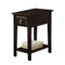 Wooden End Table with One Drawer and Bottom Shelf, Espresso Brown