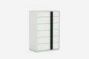 Drawers White Chest of Drawers - 31" X 19" X 47" Gloss White Stainless Steel Drawer Chest HomeRoots