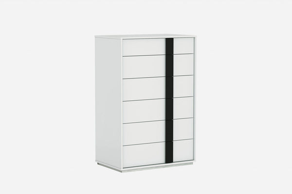 Drawers White Chest of Drawers - 31" X 19" X 47" Gloss White Stainless Steel Drawer Chest HomeRoots