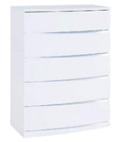 Drawers White Chest of Drawers - 32" Exquisite White High Gloss Chest HomeRoots