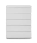 Drawers White Chest of Drawers - 36" X 20" X 47" Gloss White Stainless Steel 5 Drawer Chest HomeRoots