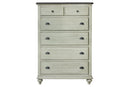 Drawers White Chest of Drawers - 39" x 20" x 56" Two Tone, Solid Wood, Chest HomeRoots
