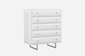 Drawers White Chest of Drawers - 41" X 21" X 46" Gloss White Stainless Steel Drawer Chest HomeRoots