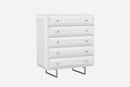 Drawers White Chest of Drawers - 41" X 21" X 46" Gloss White Stainless Steel Drawer Chest HomeRoots
