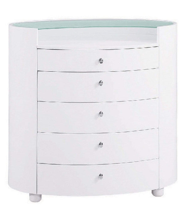 Drawers White Chest of Drawers - 42" Sophisticated White High Gloss Chest HomeRoots