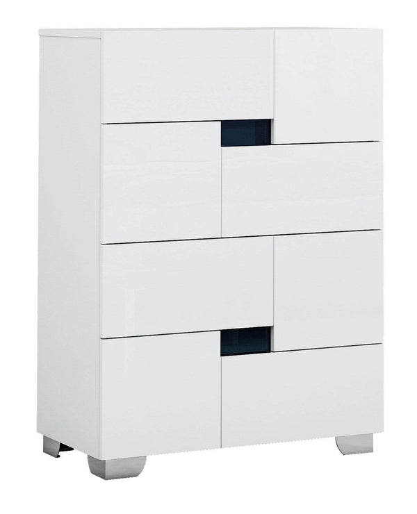 Drawers White Chest of Drawers - 44" Superb White High Gloss Chest HomeRoots