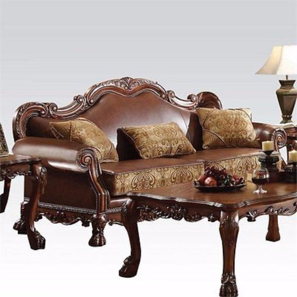 Dresden Sofa with 3 Pillows, Brown-Sofas-Brown-Chenille Fabric PU Wood Frame CA Foam-JadeMoghul Inc.