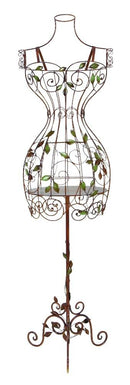 Dress Form Metal Mannequin Display Stand, Brown-Decorative Objects and Figurines-Brown-Metal-JadeMoghul Inc.
