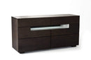 Dressers 6 Drawer Dresser - 28" Brown Oak and Grey MDF Dresser with Led Lights HomeRoots