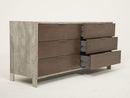 Dressers 6 Drawer Dresser - 30" Dark Walnut Veneer, Steel, and Concrete Dresser with 6 Drawers HomeRoots