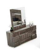 Dressers 6 Drawer Dresser - 32" Grey Lacquer MDF, Steel, and Veneer Dresser HomeRoots