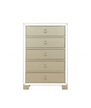 Dressers Dresser with Mirror - 15" X 31" X 45" Champagne Wood Mirror Veneer Chest HomeRoots