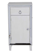 Dressers Dresser with Mirror - 23" X 20'.5" X 41'.5" Antique White MDF, Wood, Mirrored Glass Accent Cabinet with a Drawer and a Mirrored Door HomeRoots