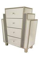 Dressers Dresser with Mirror - 27" X 12" X 32" Gray MDF, Wood, Mirrored Glass Accent Cabinet with Drawers HomeRoots