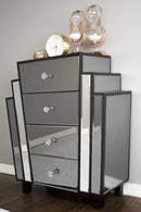 Dressers Dresser with Mirror - 27" X 12" X 32" Grey w/ Grey Washed Water Hyacinth MDF, Wood, Mirrored Glass Accent Cabinet with Drawers HomeRoots