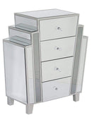 Dressers Dresser with Mirror 27" X 12" X 32" Natural MDF, Wood, Mirrored Glass Accent Cabinet with Drawers 8705 HomeRoots