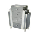 Dressers Dresser with Mirror 27" X 12" X 32" Natural MDF, Wood, Mirrored Glass Accent Cabinet with Drawers 8706 HomeRoots