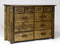 Dressers Tall Dresser - 54" X 20" X 38" Vintage Whiskey Wood 10 Drawer Dresser HomeRoots