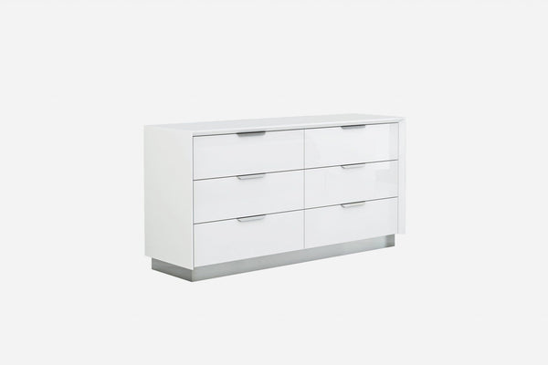 Dressers White Dresser - 63" X 19" X 32" White Stainless Steel Double Dresser Extension HomeRoots