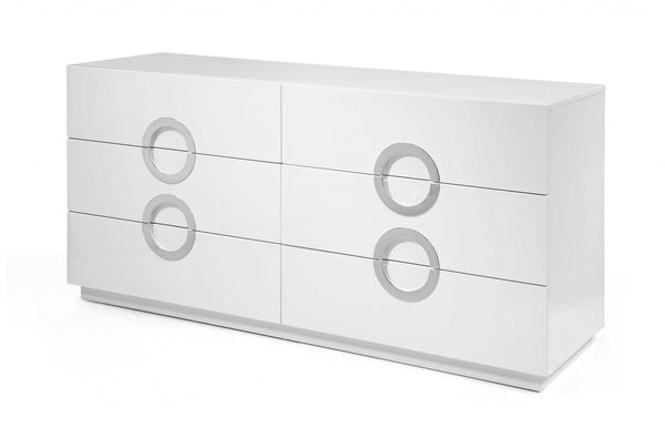 Dressers White Dresser - 63" X 20" X 30" White Stainless Steel Double Dresser Extension HomeRoots