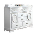 Wooden Dresser With 6 Storage Drawers & 2 Door Cabinets, White