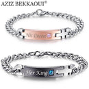 Drop Shipping Unique Gift for Lover "His Queen""Her King " Couple Bracelets Stainless Steel Bracelets For Women Men Jewelry-lovers-JadeMoghul Inc.