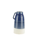 Dual Tone Decorative Ceramic Vase with Handle, Large, Blue and White-Vases-Blue and White-Ceramic-JadeMoghul Inc.