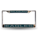 Honda License Plate Frame Eagles Green Laser Chrome Frame