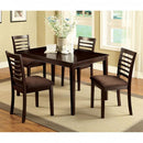 Eaton Dining Set, Set Of 5, Espresso Finish-Dining Sets-Espresso-Microfiber Solid Wood Wood Veneer & Others-JadeMoghul Inc.