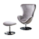 Eccentric Contemporary Flannelette Fabric Accent Chair With Ottoman, Gray-Living Room Furniture-Gray-Flannelette Fabric-JadeMoghul Inc.