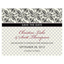 Eclectic Patterns Save The Date Card Vintage Pink (Pack of 1)-Weddingstar-Black-JadeMoghul Inc.