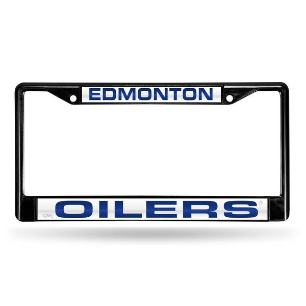 Mercedes License Plate Frame Edmonton Oilers Black Laser Chrome Frame