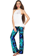 Electric Jungle Amelia Green Printed Palazzo Pant - Women-Electric Jungle-XS-Navy/Blue/Green-JadeMoghul Inc.