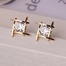 Elegant and Charming Black Rhinestone Full Crystals Square Stud Earrings for Women Girls Statement Piercing Jewelry E297-Gold-JadeMoghul Inc.