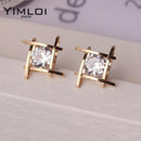 Elegant and Charming Black Rhinestone Full Crystals Square Stud Earrings for Women Girls Statement Piercing Jewelry E297-Gold-JadeMoghul Inc.