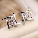 Elegant and Charming Black Rhinestone Full Crystals Square Stud Earrings for Women Girls Statement Piercing Jewelry E297-Silver-JadeMoghul Inc.