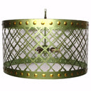 Elegant Drum Shaped Metal Chandelier With Bulb Holders, Green-Chandeliers-Green-METAL-JadeMoghul Inc.