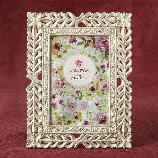 Elegant Ivory with Rose Gold rub Lattice 4 x 6 frame-Personalized Gifts By Type-JadeMoghul Inc.