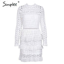 Elegant Lace Ruffle Formal dress-White-S-JadeMoghul Inc.