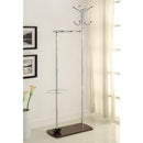 Elegant Metal Coat Rack With Umbrella Stand, Silver-Coatracks and Umbrella Stands-Silver-Metal-JadeMoghul Inc.